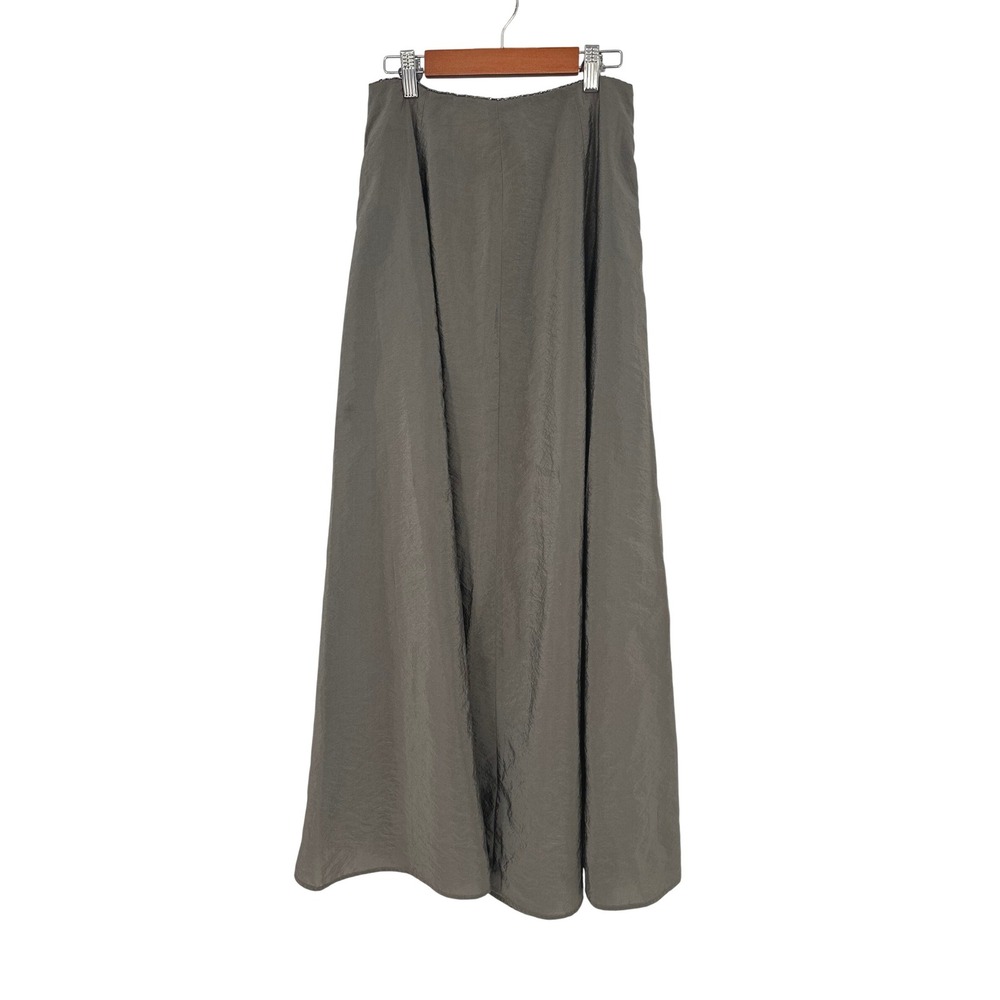 Vintage Ralph Lauren Maxi Skirt 4 Grey Taffeta Beaded Trim Formal Evening Party
